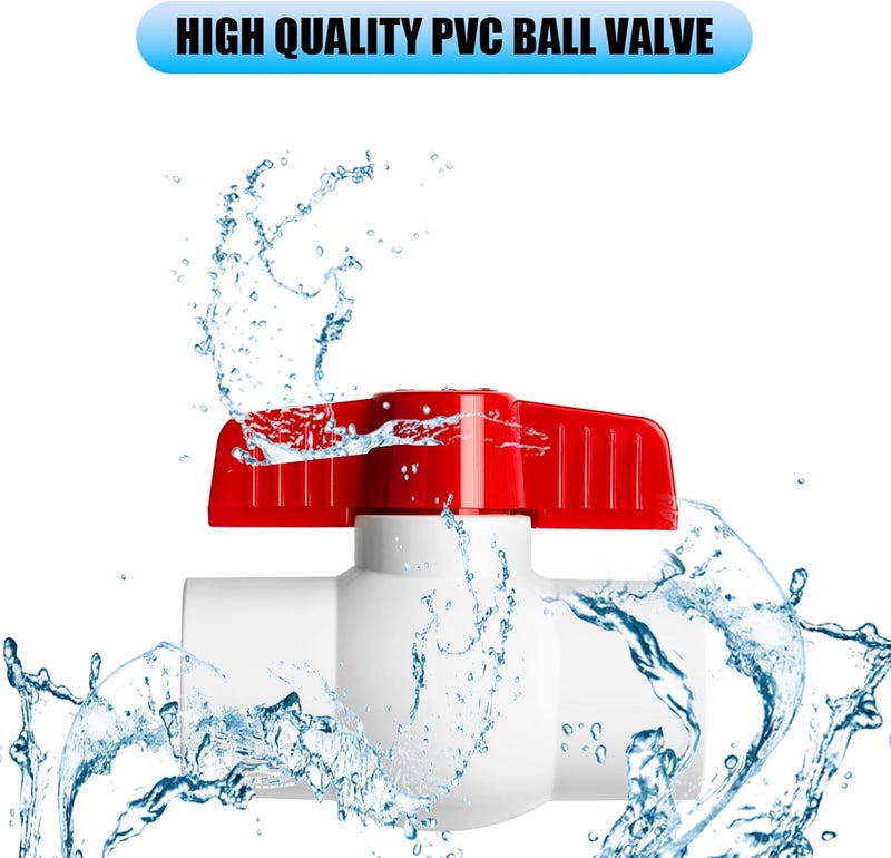 AODESTINY 8PCS 3/4" PVC Ball Valve, Shut-Off Ball Valves Socket with Easy Turn Red T-Handles, Slip PVC Valve for Water Project, Swimming Pool, Sewage Pump, Sprinkler Lines, Outdoor Plumbing & Irrigation System - Image 4